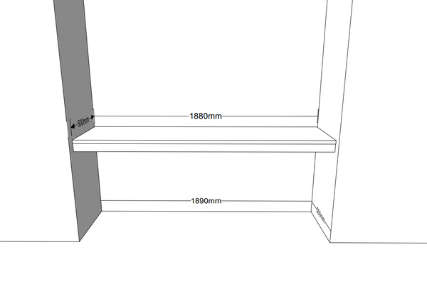 Quote - TS2131  Bespoke desk 188 x 50cm, wall fixings, no legs, no drawers - Walnut Natural