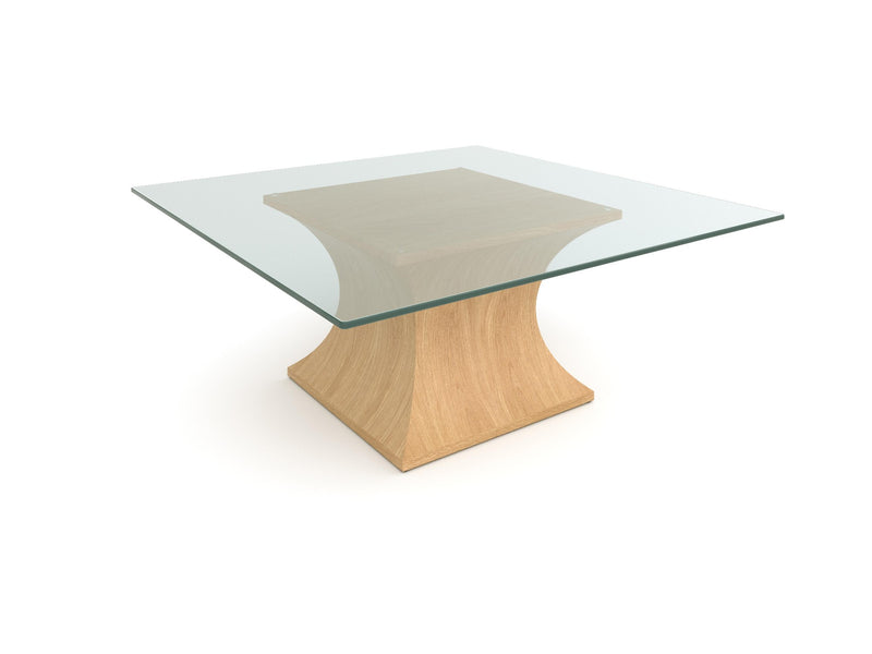 Estelle coffee table with Square glass 100cm x 100cm, Oak Natural