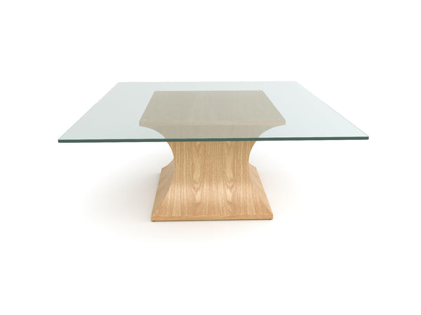 Estelle coffee table with Square glass 100cm x 100cm, Oak Natural