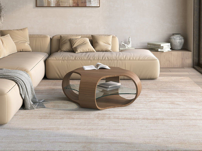 Cornerless Quad Coffee Table, Walnut Natural