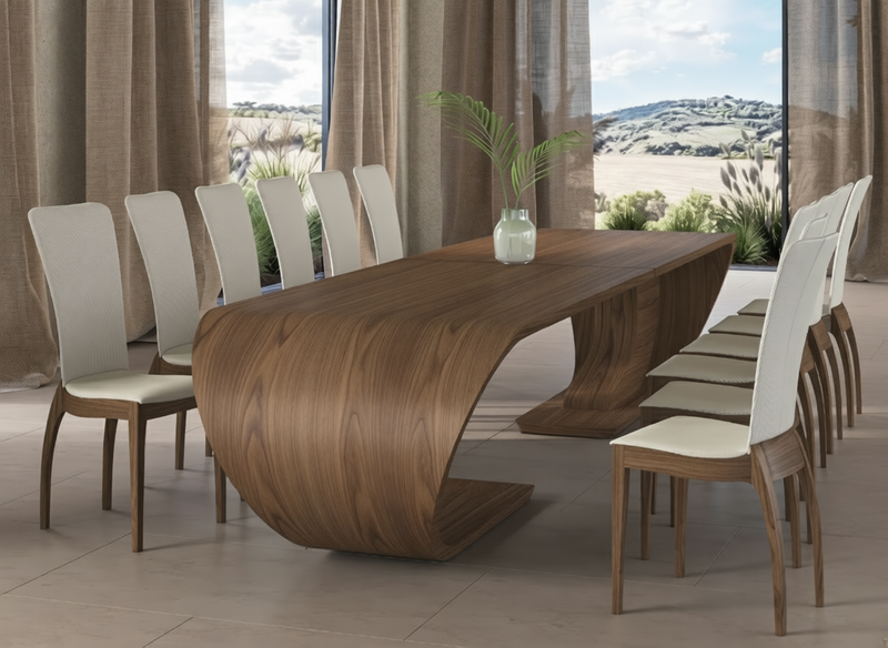 360cm, Walnut Natural, Seats 12.