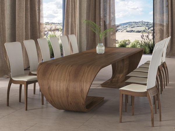 Crest Dining Double Table 360cm, Walnut Natural, Seats 12.