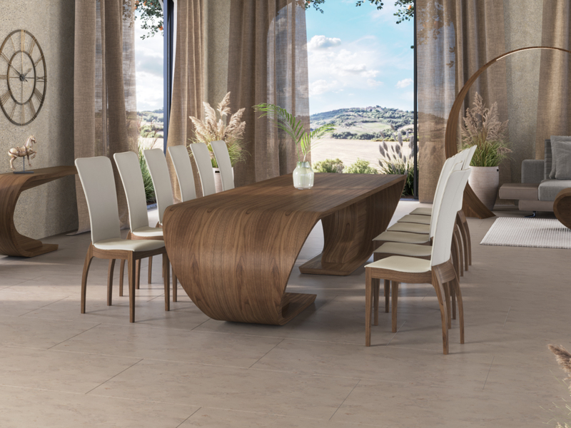 360cm, Walnut Natural, Seats 12. 