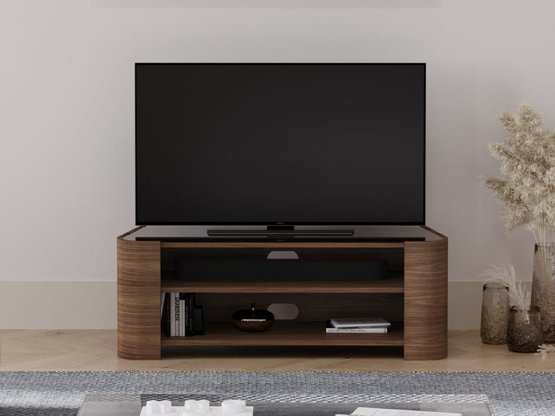Medium 125cm, Walnut Natural, shown with 50" TV