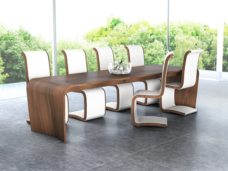 Curl extending dining table, Walnut Natural 300cm - 400m