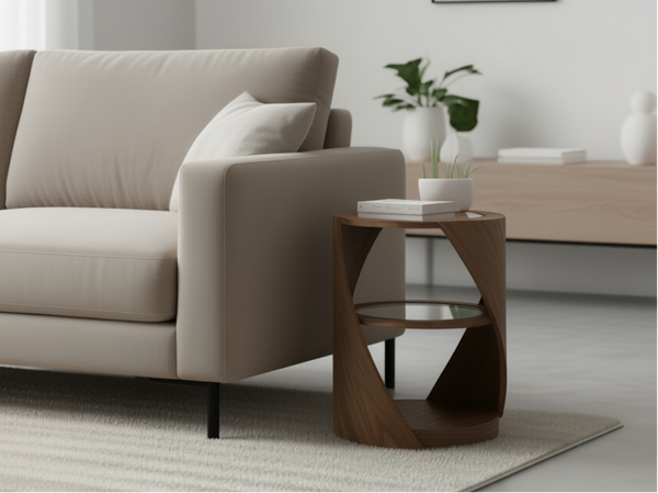 DNA Lamp Table, Walnut Natural