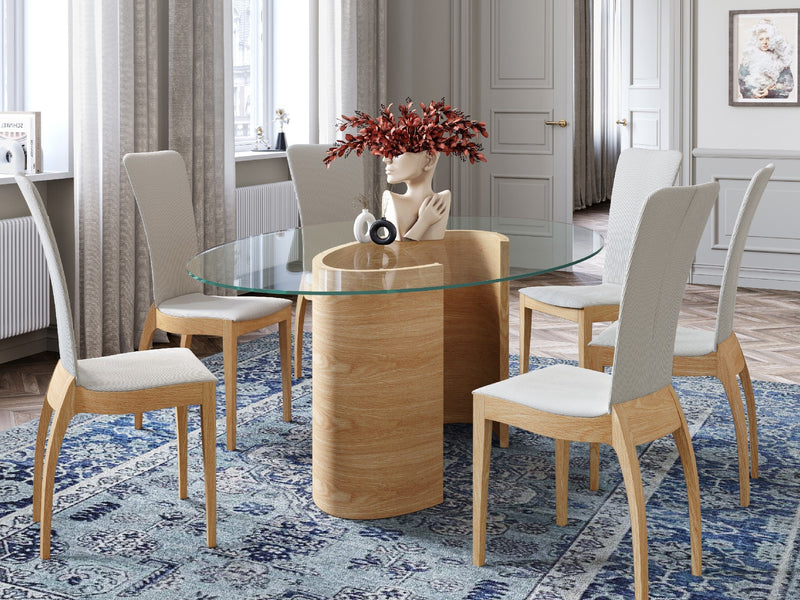 RTC341 Ellipse Dining Table (bespoke glass 200 x 120cm oval top) (medium base)