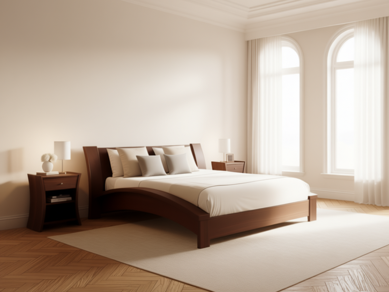 Embrace Bed, With Sides, Walnut Natural