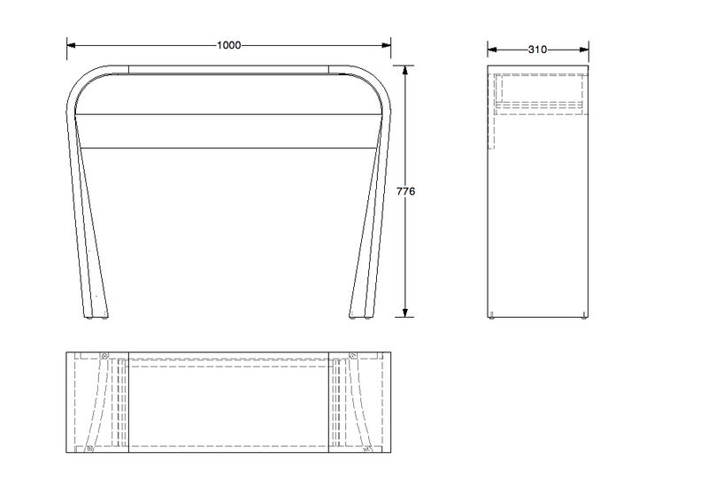 Quote - LS0370  Customised Curl Table, 100cm width, 31cm depth, singular drawer (Based on Curl Desk)