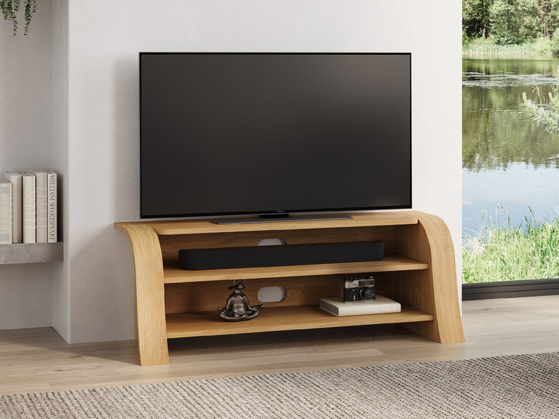 Lexi Media Unit, Oak Natural, Shown with 50" TV