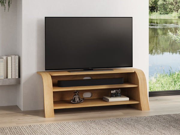 Lexi Media Unit, Oak Natural, 66inch Tv (Image for illustrative purposes only)