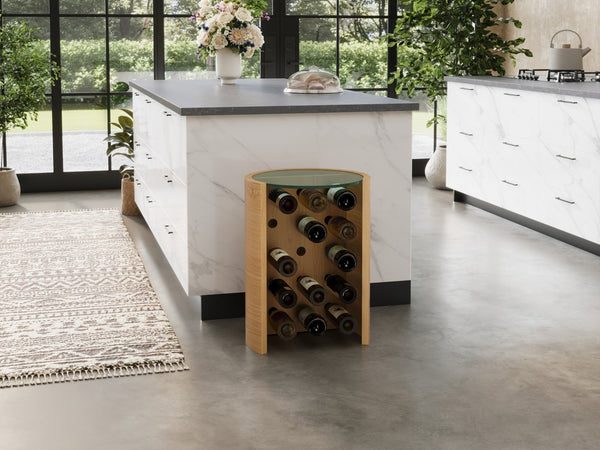 Orbit Wine rack lamp table - Oak