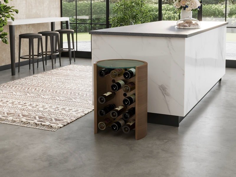 Orbit Wine rack lamp table - Walnut