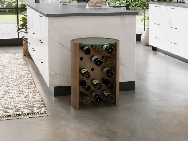 Orbit Wine rack lamp table - Walnut