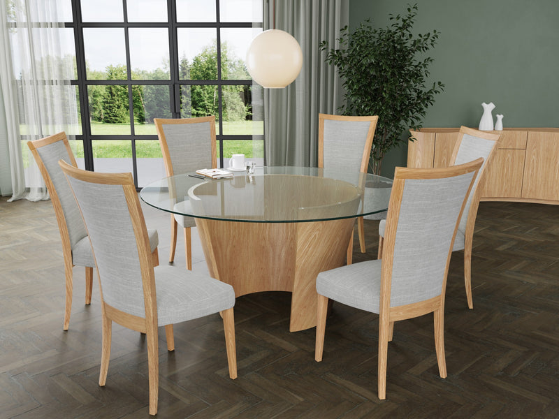 Pebble Round dining table, Oak Natural, Seats 8