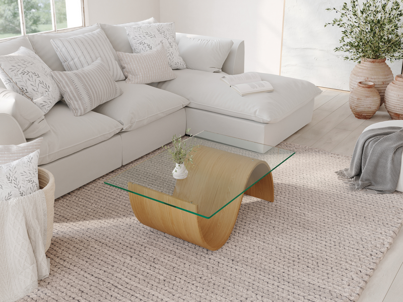 Quote - JTA320 Pulse coffee table, (Chair) Silver Oak, With Smoked glass (1000x500mm)