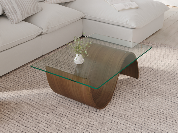 Quote - JTA320 Pulse coffee table, (Chair) Silver Oak, With Smoked glass (1000x500mm)