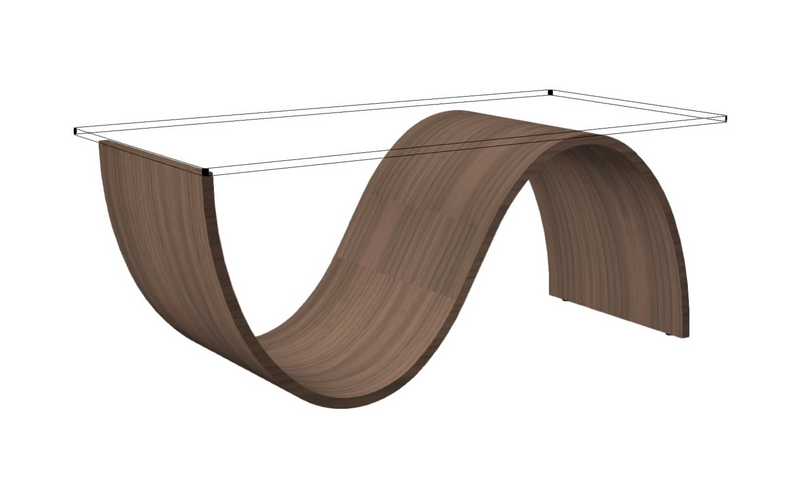 Quote - RTC376  Pulse Coffee table - Bespoke size Glass 94cm x 45cm - Bespoke Size base 90cm x 35cm