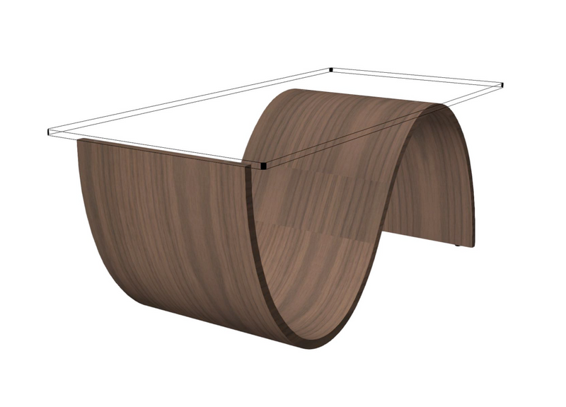Quote - RTC376  Pulse Coffee table - Bespoke size Glass 94cm x 45cm - Bespoke Size base 90cm x 35cm