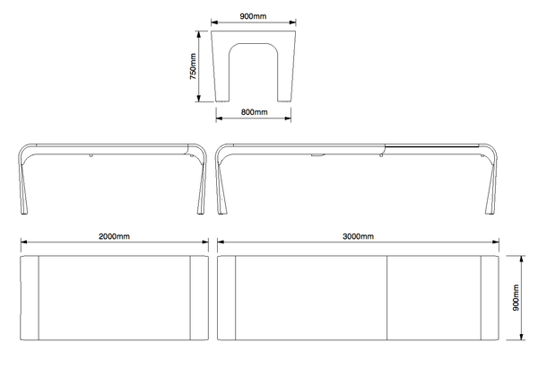 Cotización - RTC0265 Mesa de comedor Curl a medida, EXTENSIBLE de 200 a 300 cm - Diseñada para sentarse en los extremos