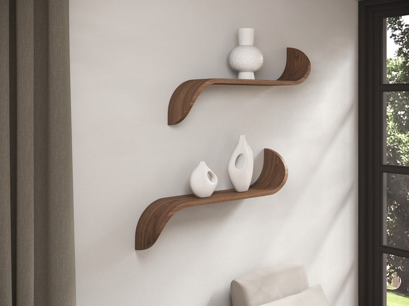 Saturn wall shelves, Walnut Natural (Sold individually)