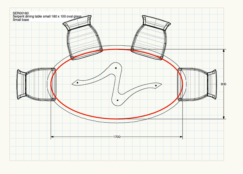Quote - RTC347  Serpent dining table (Bespoke Glass Oval top 170cm x 90cm)