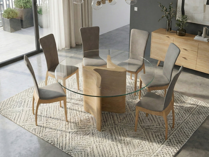 Medium 150cm round, Oak Natural, seats 8