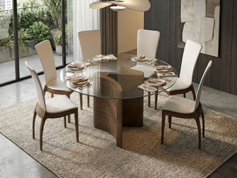 Medium 150cm round, Walnut Natural, seats 8