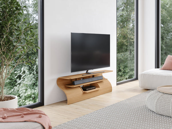 Surge Media Unit, 135cm, Oak Natural, Shown with 55" TV