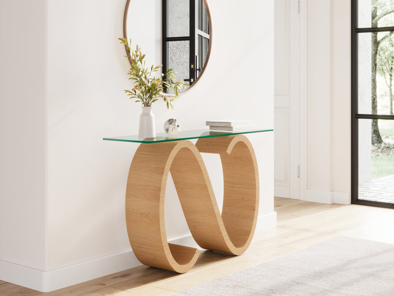 Swirl Side/Console Table, Oak Natural