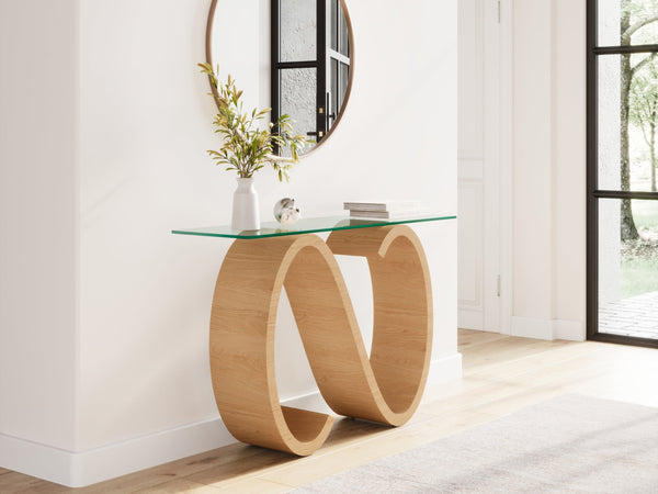 RTC344  Swirl Side/Console table 120 x 36cm with smoked glass top