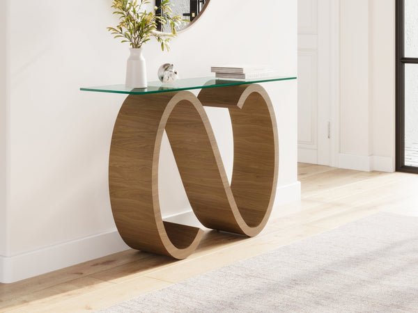 RTC344  Swirl Side/Console table 120 x 36cm with smoked glass top