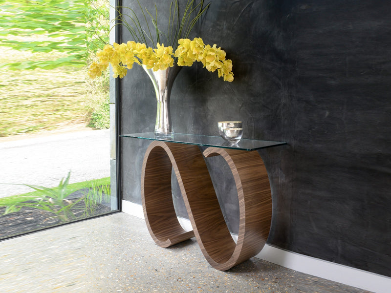 RTC344  Swirl Side/Console table 120 x 36cm with smoked glass top