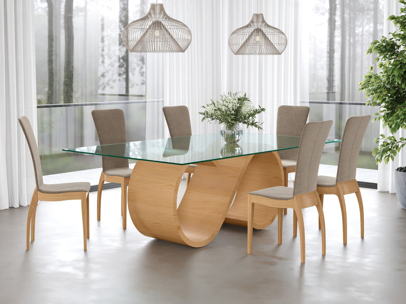 Swirl Dining Table, Medium, Blonde Oak, Rectangle 210x110