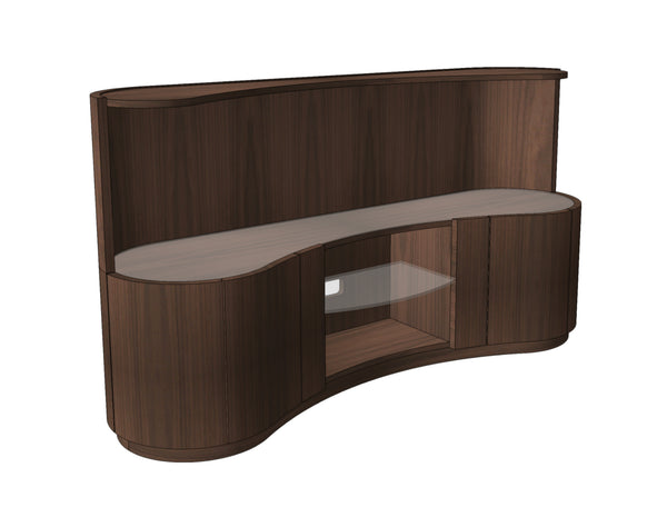 Quote - TS2147  Bespoke Swirl Media Unit Large 180cm Additional closed back top shelf section.