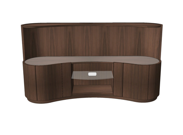 Quote - TS2147  Bespoke Swirl Media Unit Large 180cm Additional closed back top shelf section.