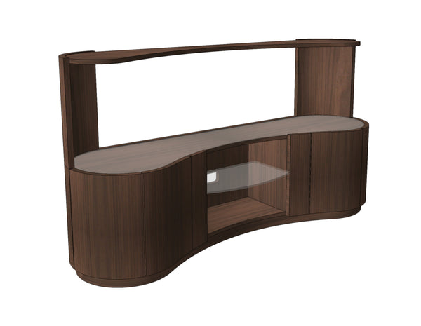 Quote - TS2148   Bespoke Swirl Media Unit Large 180cm Additional open back top shelf section.