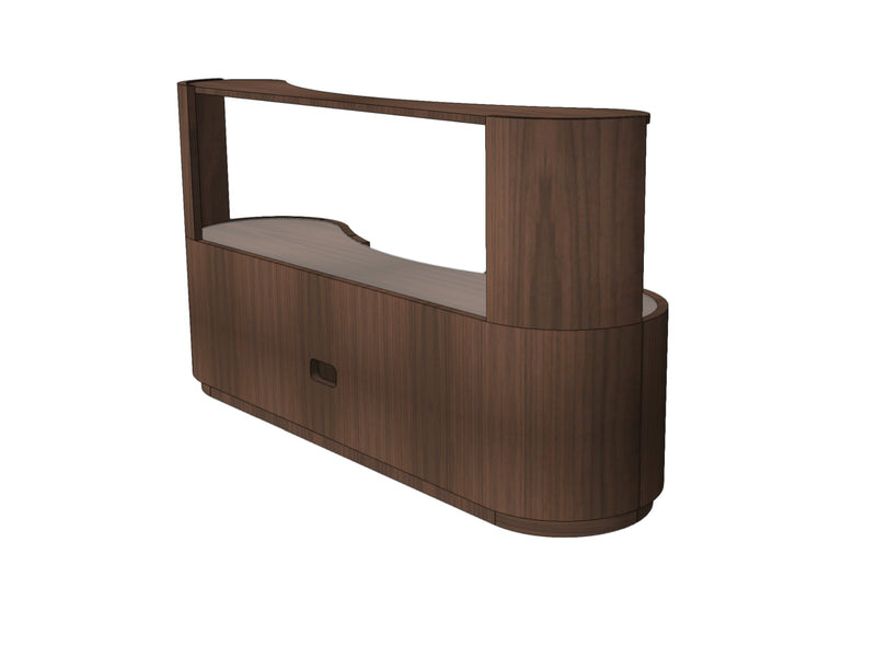 Quote - TS2148   Bespoke Swirl Media Unit Large 180cm Additional open back top shelf section.
