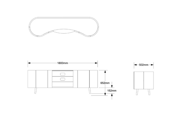  TS2153 Swirl Media Unit Large 180cm customised with legs