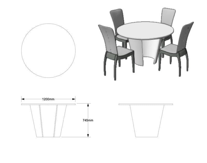 TS2156 Bespoke Pebble Dining Round table small 120cm Wooden top