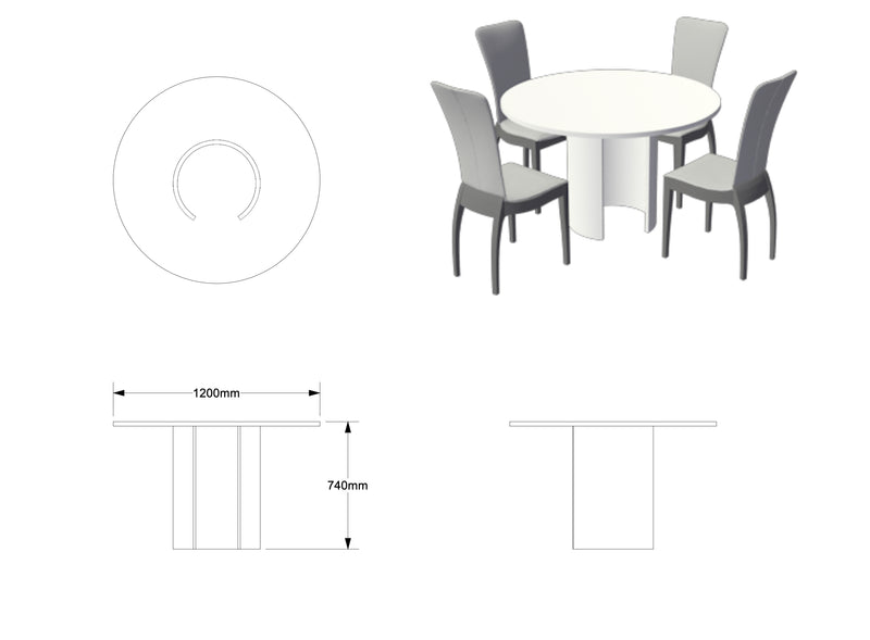 TS2159 Saturn Dining table 120cm Bespoke wooden Top