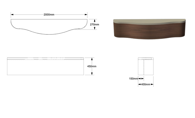 TS2160 Bespoke bench (based on Wave sideboard)