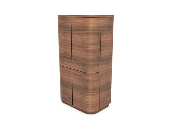 Quote - TS2125  Bespoke Drinks Cabinet, Walnut Natural, 80 x 45 x 145cm High. Pull-out drawer at the base. Integrated wine storage shelves.