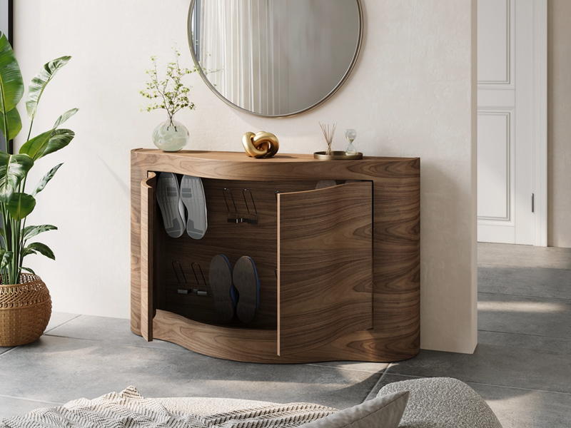 Wave Shoe Tidy - Walnut Natural