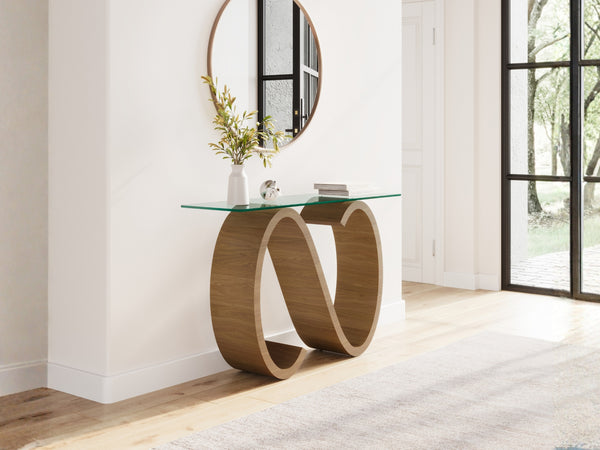 Swirl Side/Console Table - Walnut Natural, Clearance.
