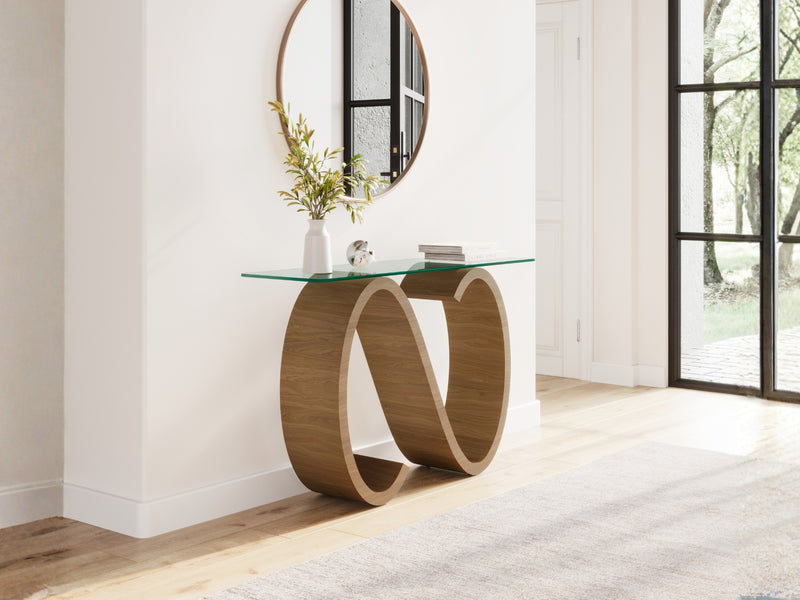 Swirl Side/Console Table - Walnut Natural, Clearance.