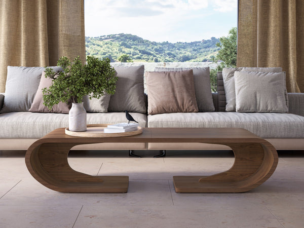 Crest Coffee Double Table, Walnut Natural