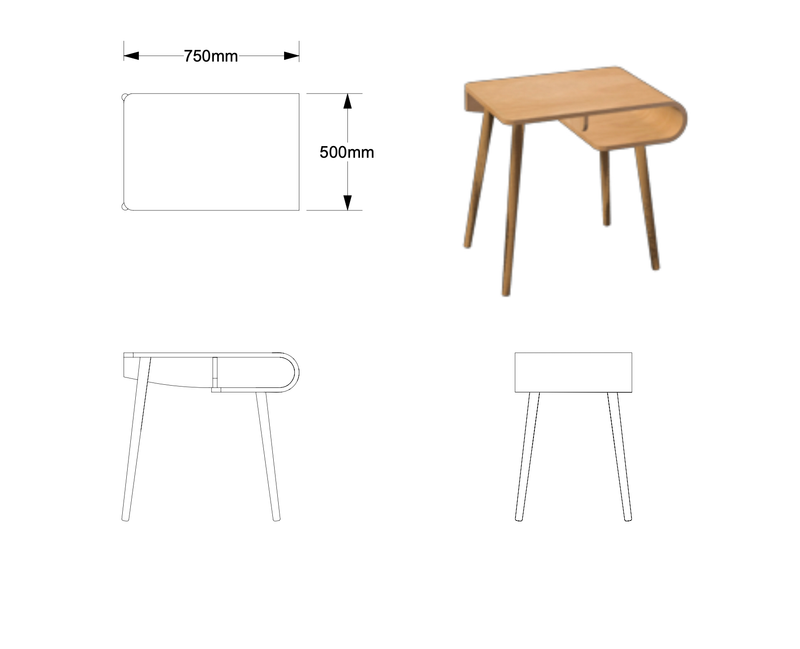 Quote - TS2146  Bespoke small desk based on loopy design
