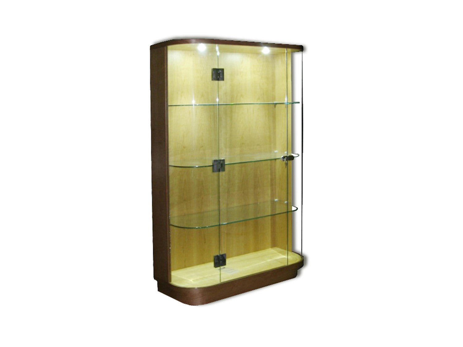 Bespoke display cabinet with curved glass