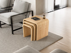 Wave nest of tables, Oak Natural